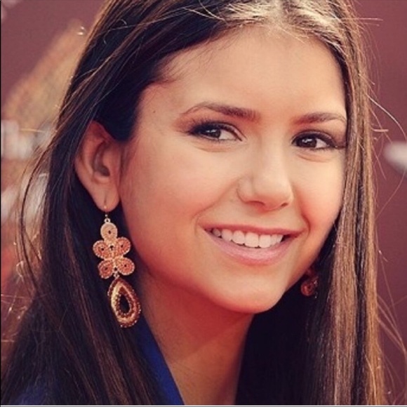 Women’s Capri Chandelier Earrings Orange and Gold - Picture 2 of 4